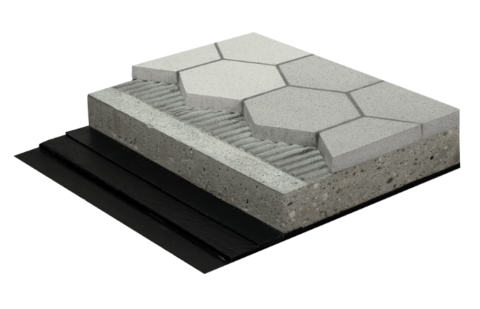 Querschnitt von einem rubotec Bodenbelag